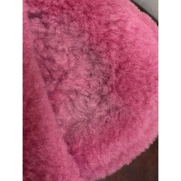 UGG Women's Pink Fluffy Shearling Slide Slippers With Elastic Strap Size 6 - Picture 10 of 10